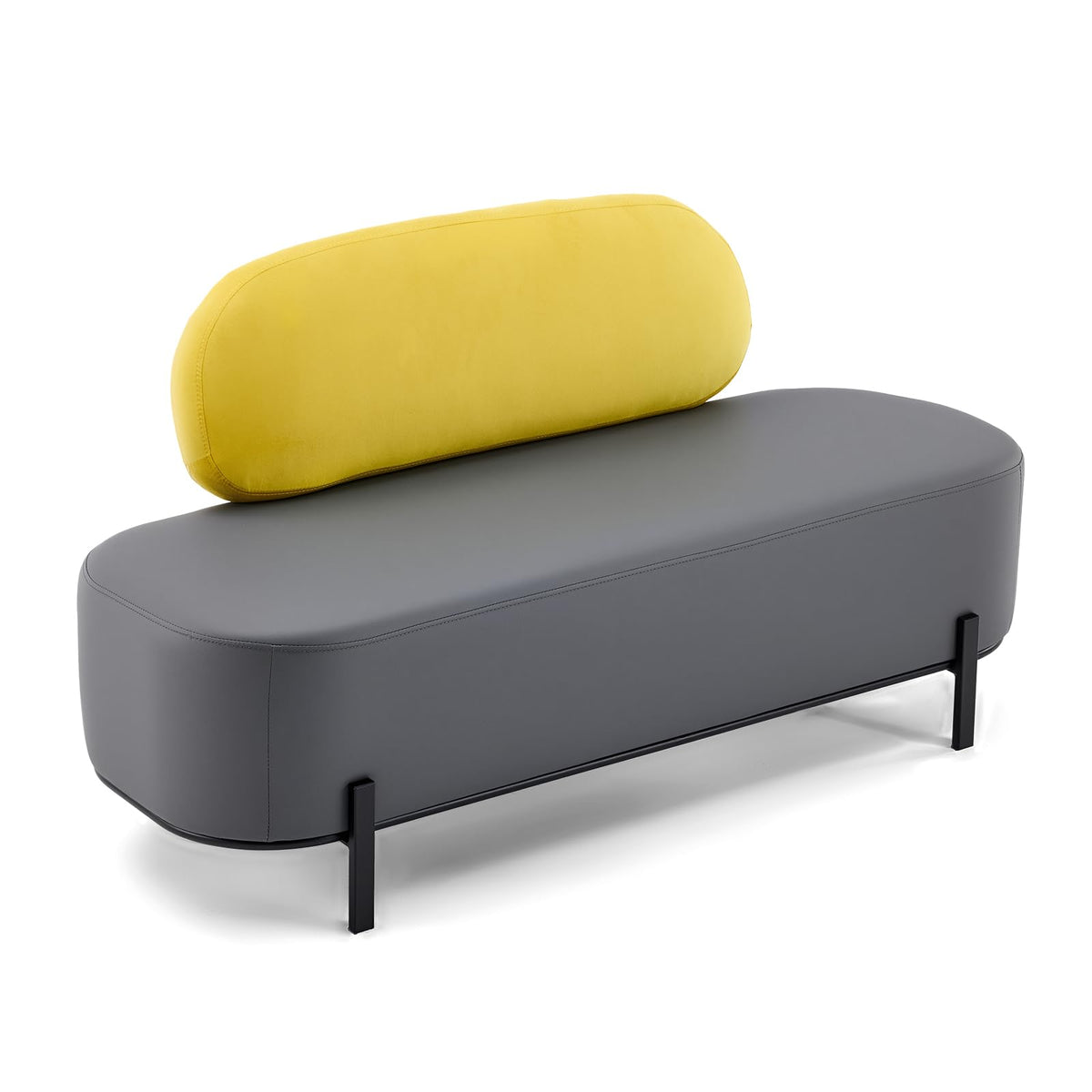 OmySalon WRB1801 55.1in Faux Leather Upholstered Waiting Room Reception Bench Chair with Backrest