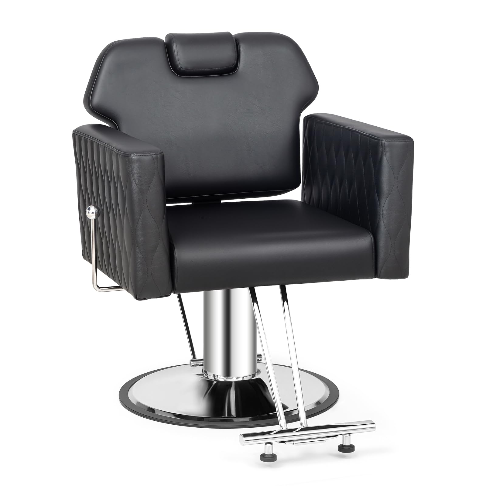 OmySalon SC3501 All Purpose Heavy Duty Hydraulic Reclining Salon Chair w/Headrest and Wave-pattern Armrests