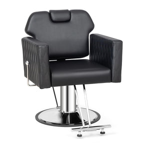OmySalon SC3501 All Purpose Heavy Duty Hydraulic Reclining Salon Chair w/Headrest and Wave-pattern Armrests