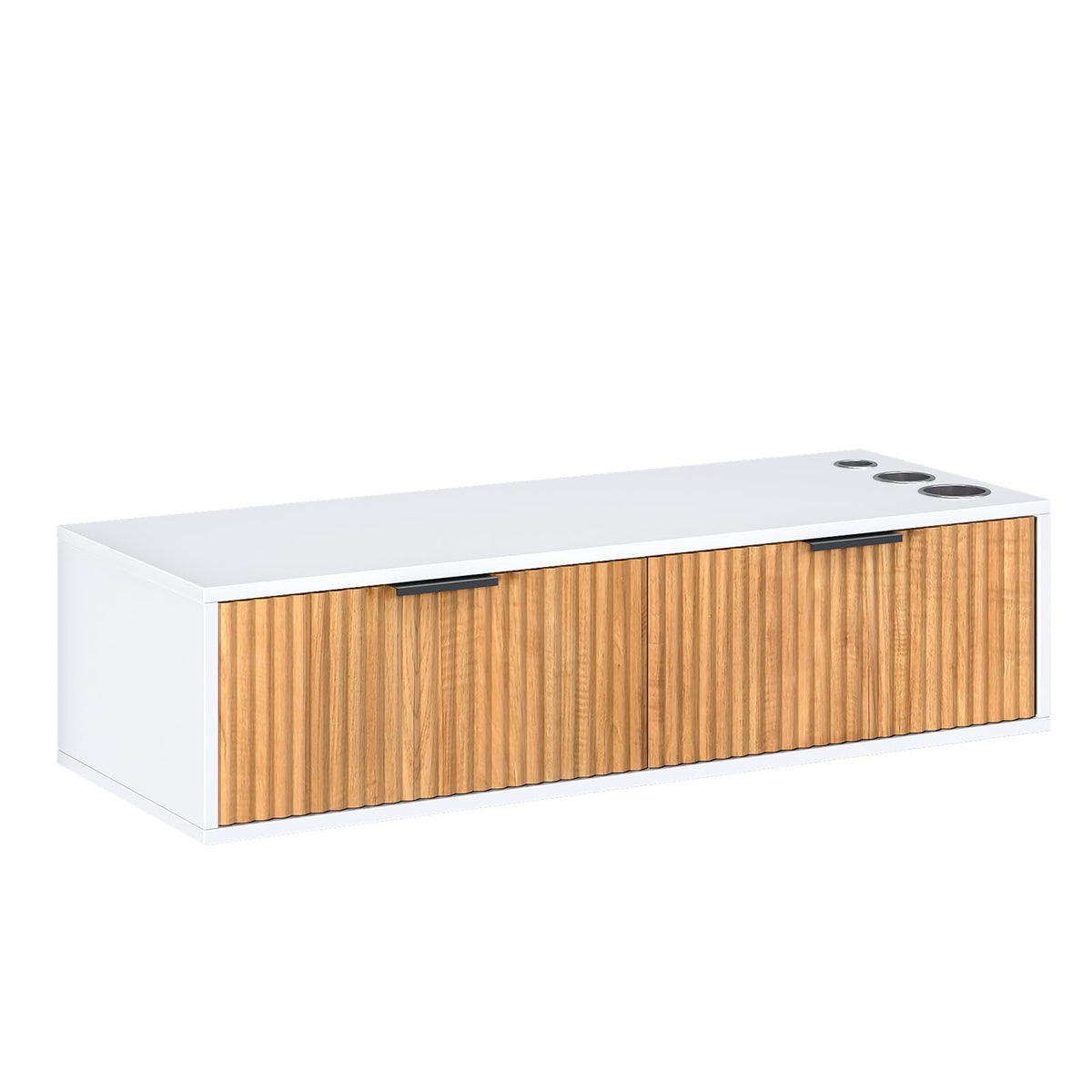OmySalon WMSCTD Modern Retro Wall Mount Salon Styling Station with 2 Drawers 3 Heat-Resistant Tool Holders
