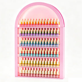OmySalon Wall-Mounted Double 6-Tier Arched Nail Polish Organizer Rack With Led Lighting