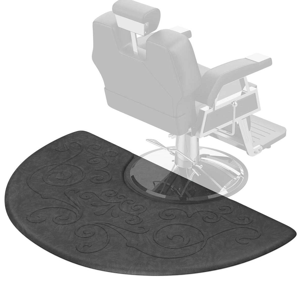 OmySalon 3'x5' Semi-Circle 3D Embossed Anti-Fatigue Salon Mat with Round Cutout 5/8" Thick