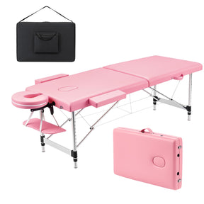 OmySalon FA-MB 84in Portable Height-Adjustable Physical Therapy Massage Table with Aluminum Frame, Face Cradle & Carrying Bag