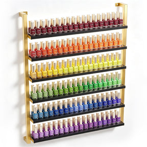 OmySalon 6-Tier Wall Mount Nail Polish Display Rack with Metal Frame