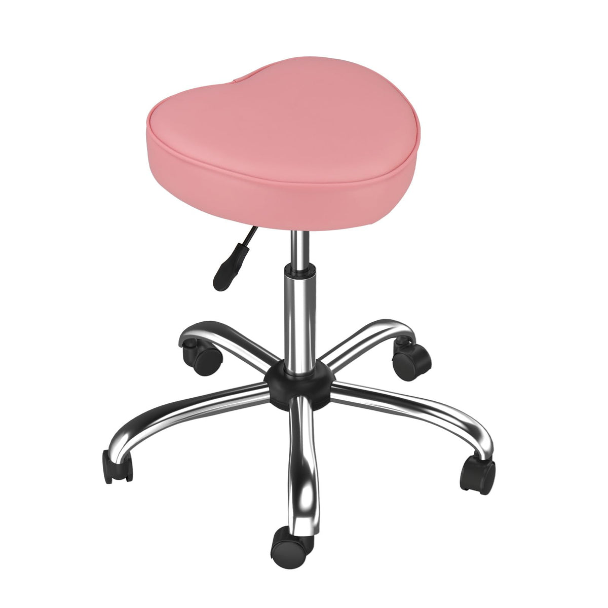 OmySalon 360° Swivel Heart-Shaped Hydraulic Rolling Salon Stool with Wheels