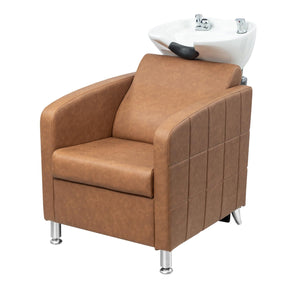 OmySalon BU1401 Salon Shampoo Bowl and Chair Backwash Unit with Extra Wide Seat & Porcelain Hair Washing Sink