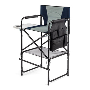 OmySalon Extra Tall 30.7in Folding Director Chair with Side Table & Storage Pockets