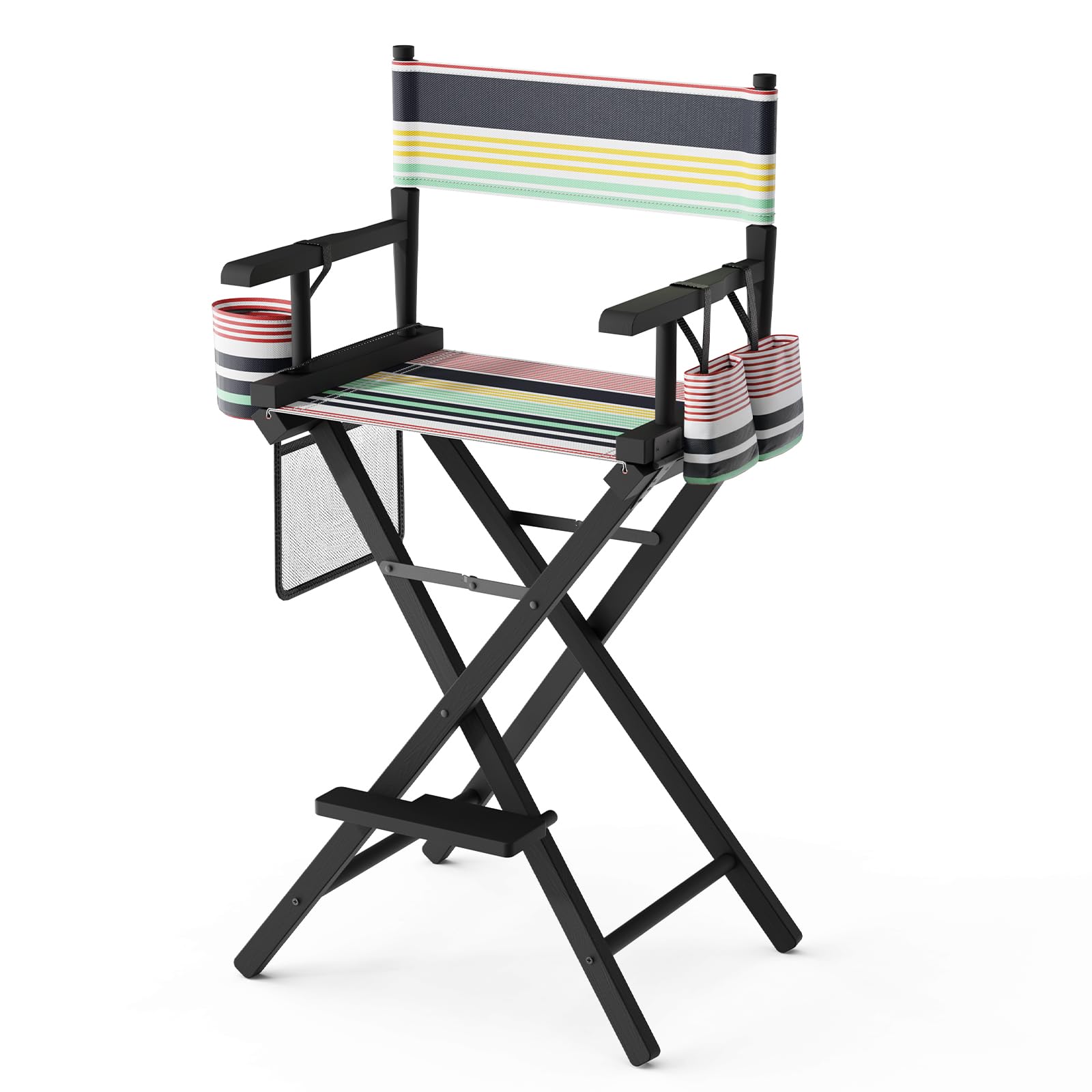 OmySalon 31in Wooden Portable Director Chair Folding Makeup Chair with Storage Pouch