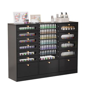 OmySalon Floor-Standing Nail Polish & Powder Organizer Cabinet with Drawers