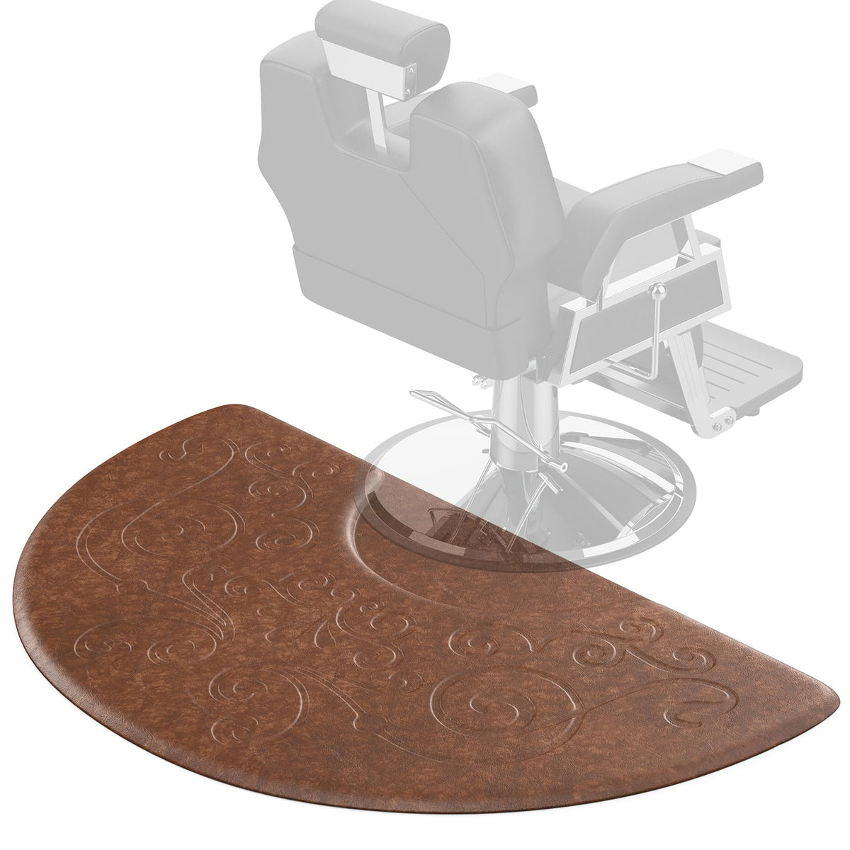 OmySalon 3'x5' Semi-Circle 3D Embossed Anti-Fatigue Salon Mat with Round Cutout 5/8" Thick