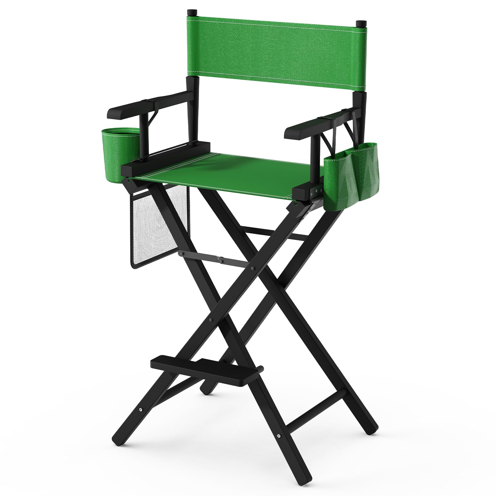 OmySalon 31in Wooden Portable Director Chair Folding Makeup Chair with Storage Pouch
