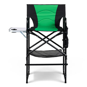 OmySalon Extra Tall 30.7in Folding Director Chair with Side Table & Storage Pockets