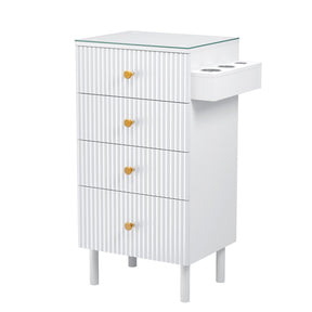 OmySalon SCWG Salon Styling Storage Station with Removable Glass Top & 4 Drawers 3 Hot Tool Holders
