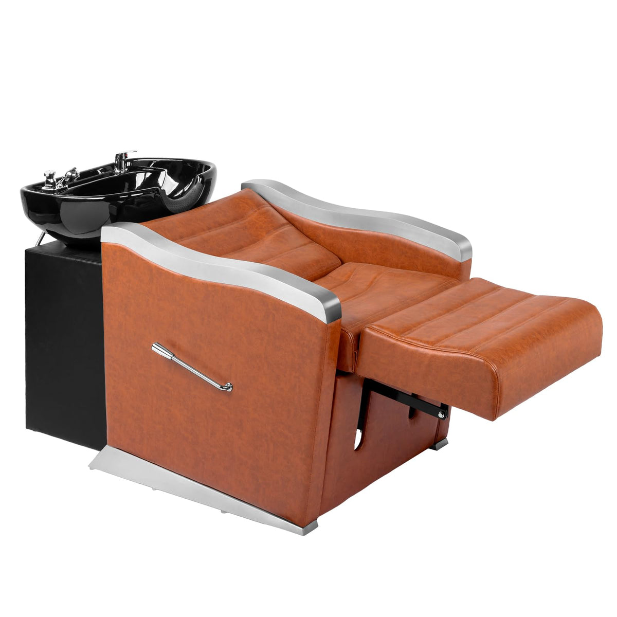 OmySalon BU1501 Salon Shampoo Bowl and Chair Backwash Unit with Ceramic Wash Bowl & Adjustable Footrest