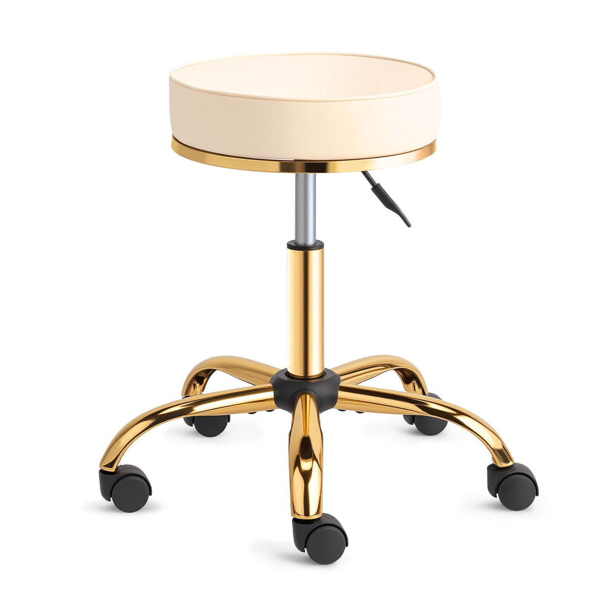 OmySalon Luxury 360° Swivel Hydraulic Adjustable Rolling Round Stool with Wheels