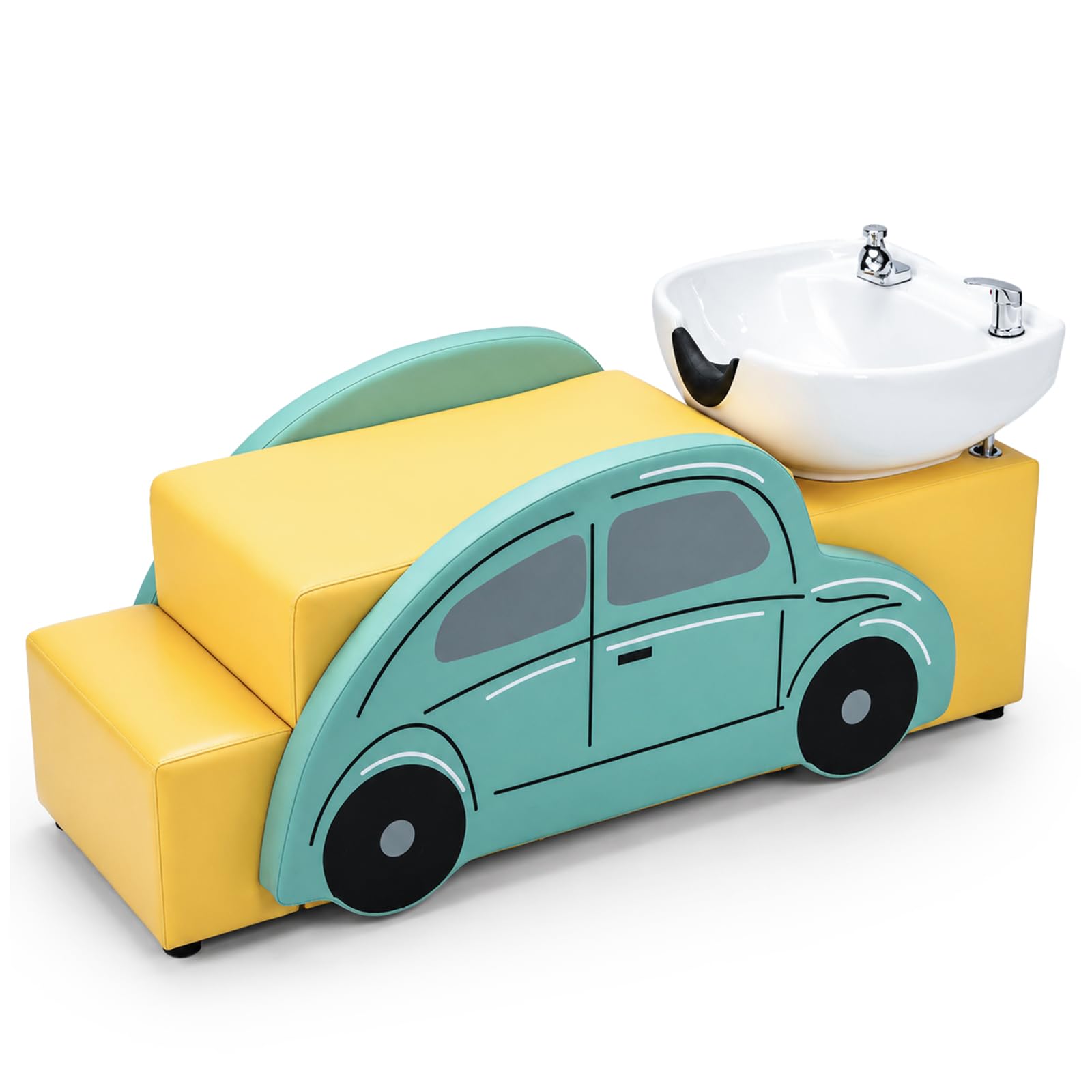 OmySalon BU2802 Child Shampoo Bowl and Chair Backwash Unit with Ceramic Bowl & Reclining Car Seat