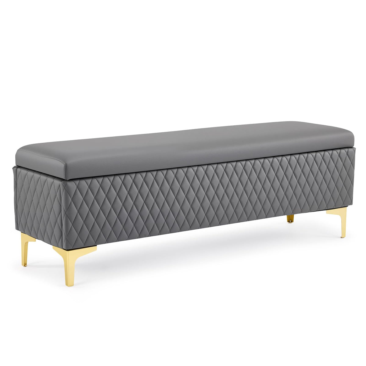 OmySalon WRB1701 53.7in Faux Leather Waiting Room Reception Bench Chair with Hidden Storage