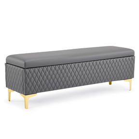 OmySalon WRB1701 53.7in Faux Leather Waiting Room Reception Bench Chair with Hidden Storage
