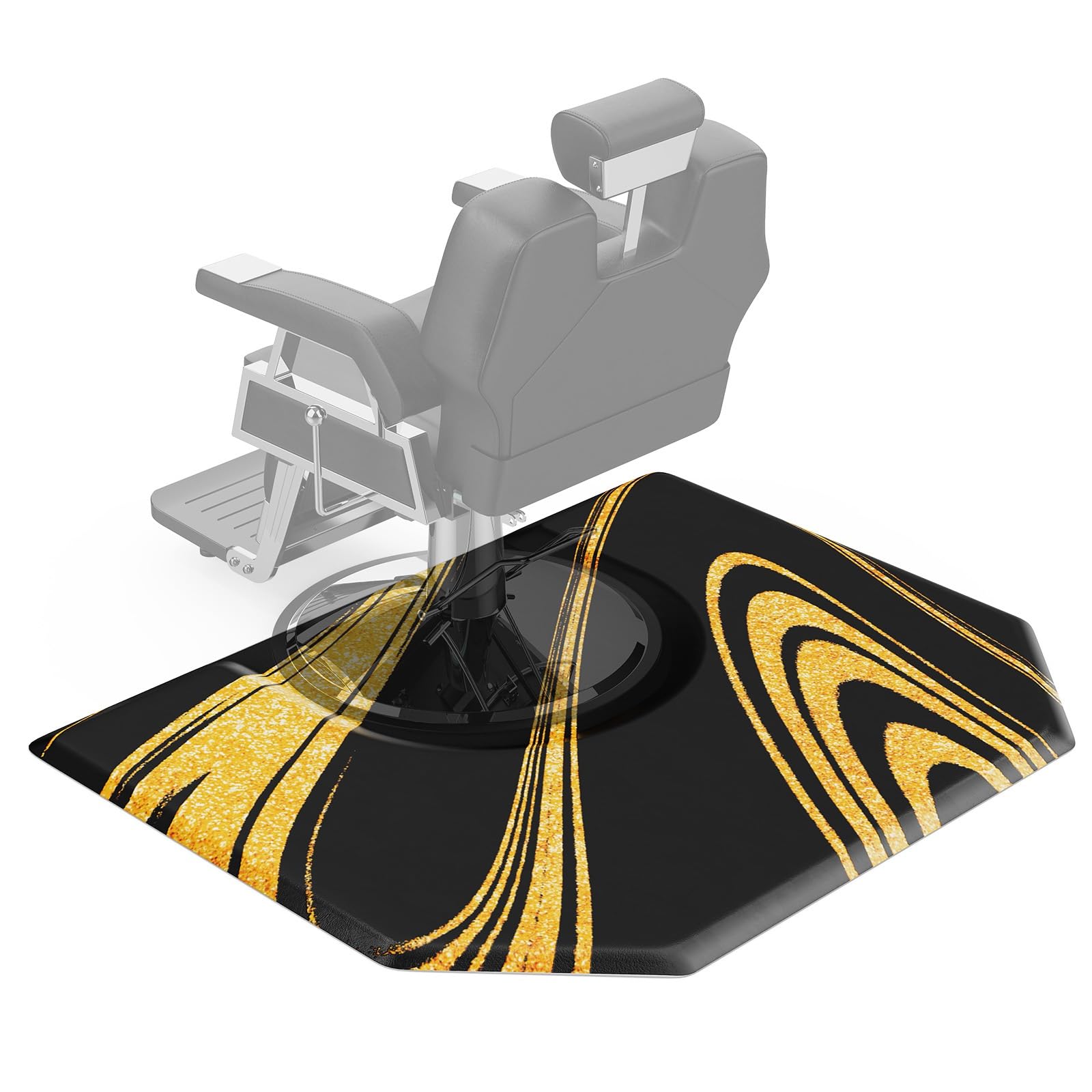 OmySalon 4' x 5' Salon Anti Fatigue Mat Hexagon Barber Mat for Round Base Styling Chair 1/2in 7/8in Thick