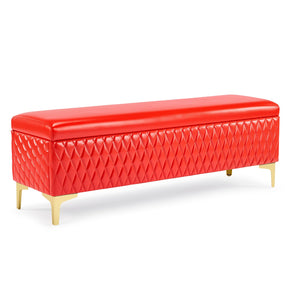 OmySalon WRB1701 53.7in Faux Leather Waiting Room Reception Bench Chair with Hidden Storage