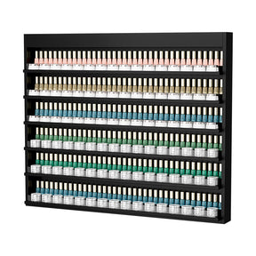 OmySalon Double 6-Tier Wall Mount Nail Polish & Powder Organizer Rack with Acrylic Barriers