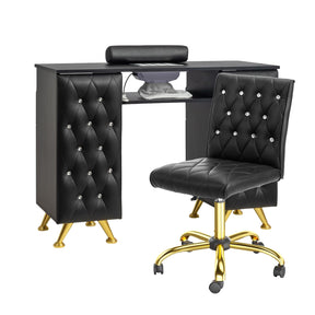 OmySalon MT-SC Nail Manicure Table w/Electric Dust Collector & Wrist Rest & Diamond Decoration