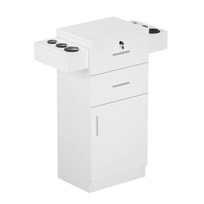 OmySalon HSC-10 Free Standing Wooden Salon Barber Station Cabinet w/2 drawers 1 Cabinet 6 Hair Dryer Holders