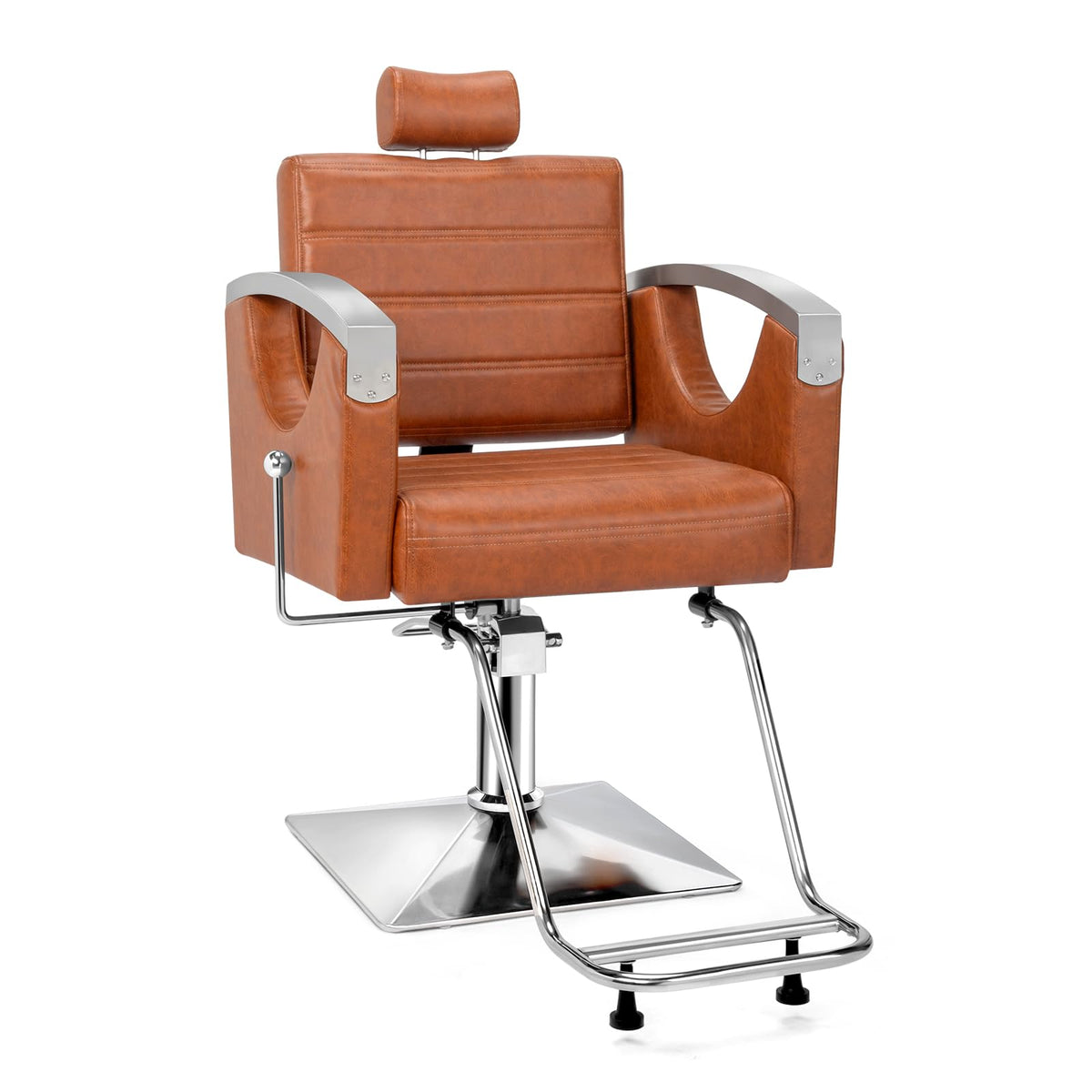 OmySalon SC2611 All Purpose Heavy Duty Hydraulic Reclining Hair Salon Chair w/Headrest and Stainless Steel Armrest
