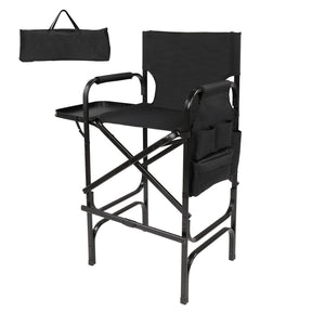 Omysalon 30in Portable Folding Director Chair with Collapsible Side Table