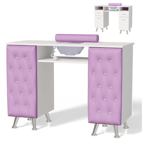 OmySalon MT-SC Nail Manicure Table w/Electric Dust Collector & Wrist Rest & Diamond Decoration
