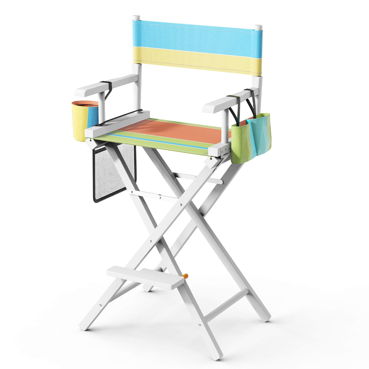 OmySalon 31in Wooden Portable Director Chair Folding Makeup Chair with Storage Pouch