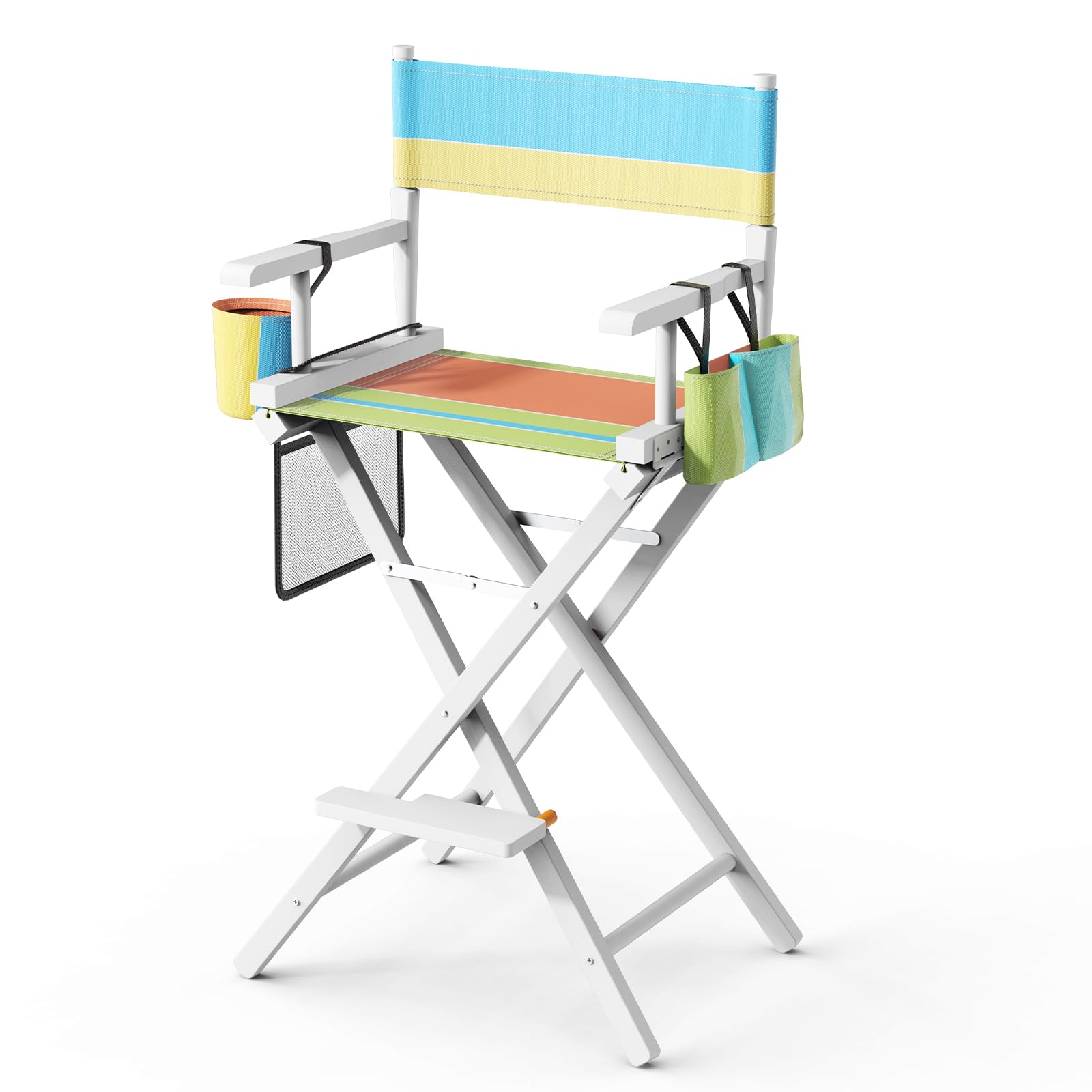 OmySalon 31in Wooden Portable Director Chair Folding Makeup Chair with Storage Pouch