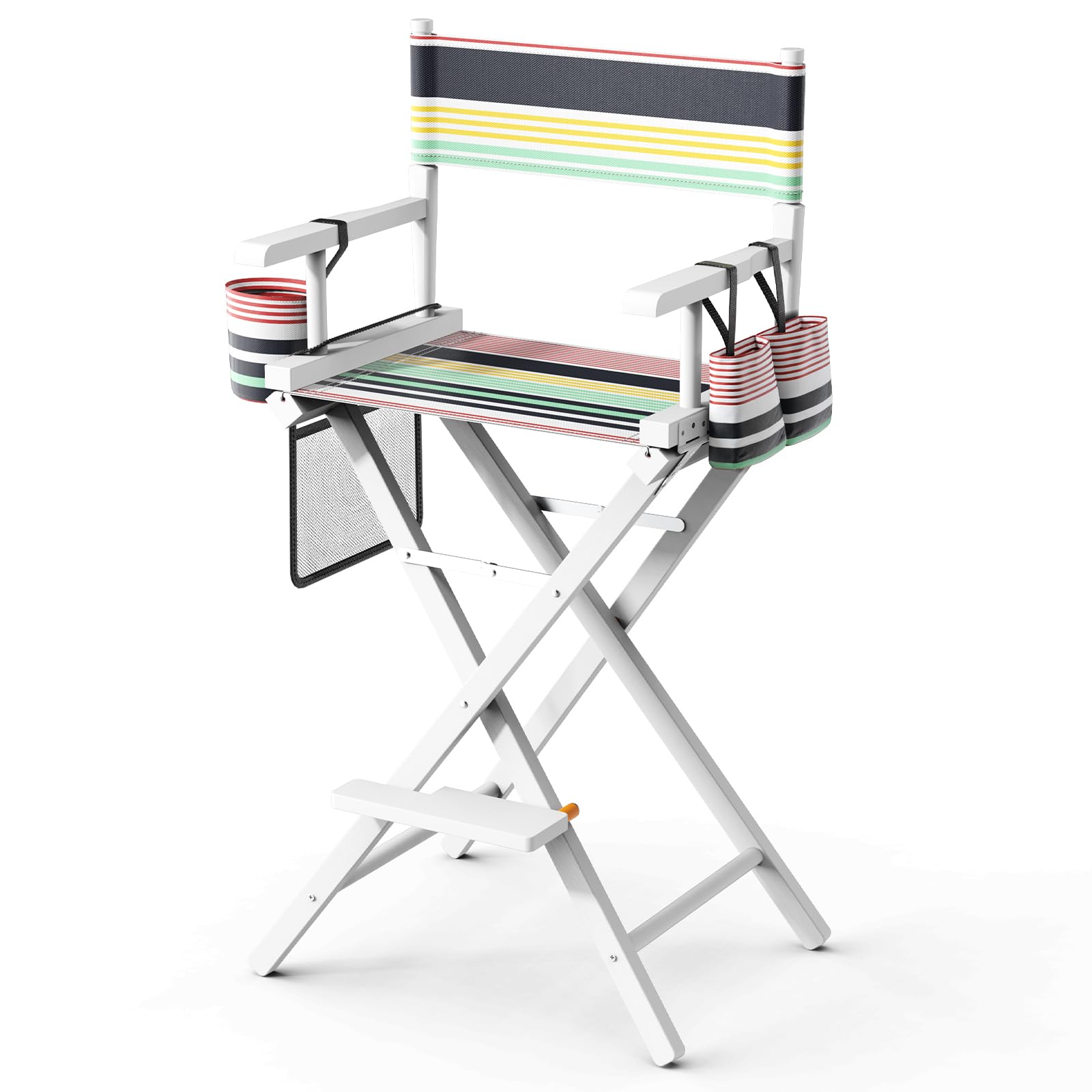 OmySalon 31in Wooden Portable Director Chair Folding Makeup Chair with Storage Pouch