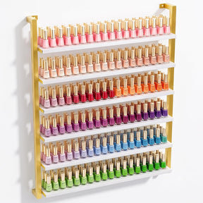 OmySalon 6-Tier Wall Mount Nail Polish Display Rack with Metal Frame