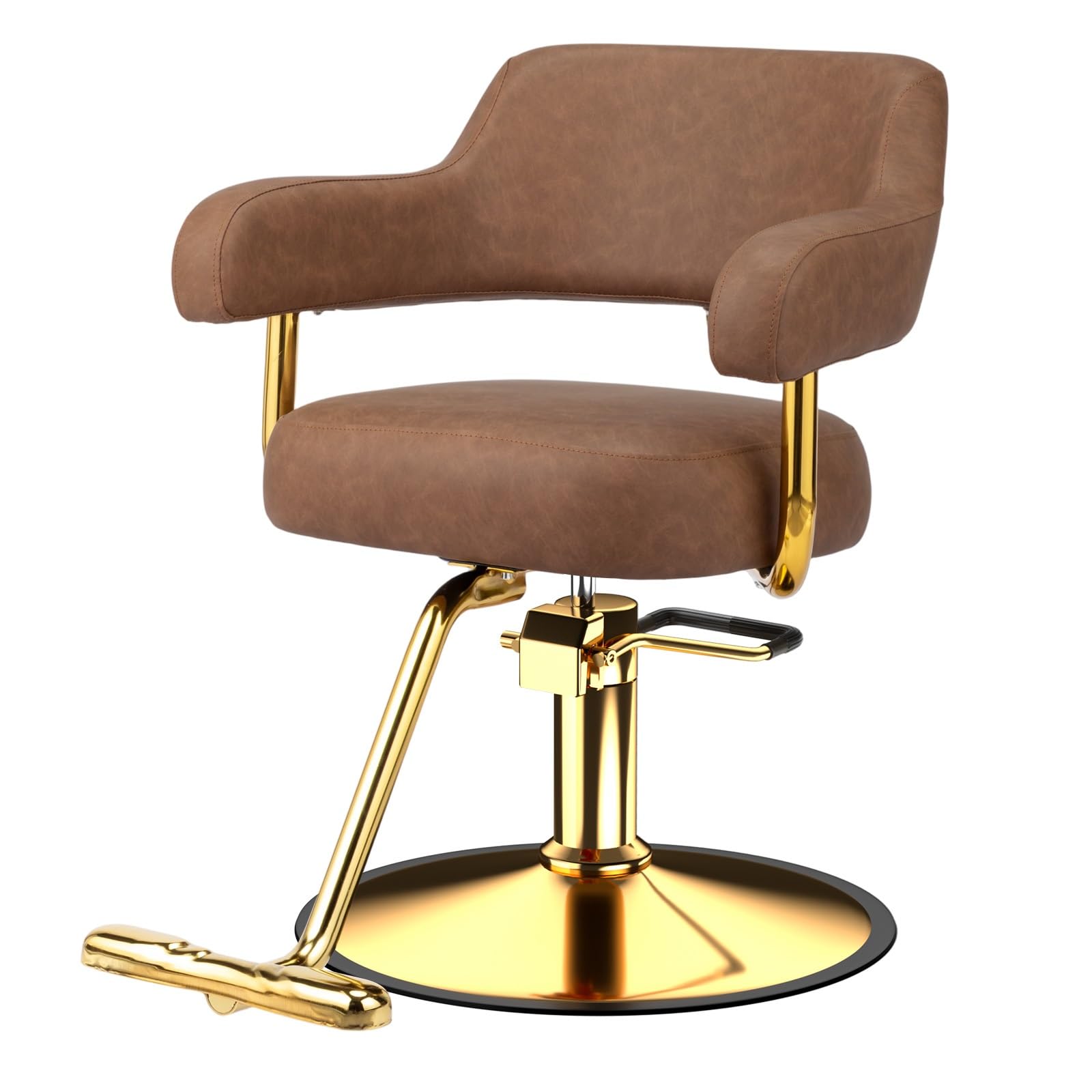 OmySalon SC3301 Heavy-Duty Hydraulic Styling Chair with Open Back & Gold Footrest