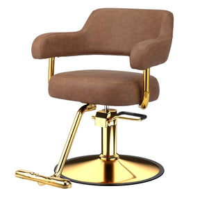 OmySalon SC3301 Heavy-Duty Hydraulic Styling Chair with Open Back & Gold Footrest
