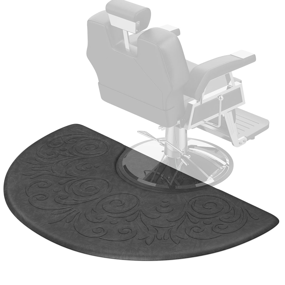 OmySalon 3'x5' Semi-Circle 3D Embossed Anti-Fatigue Salon Mat with Round Cutout 5/8" Thick