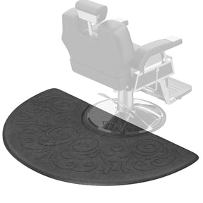OmySalon 3'x5' Semi-Circle 3D Embossed Anti-Fatigue Salon Mat with Round Cutout 5/8" Thick