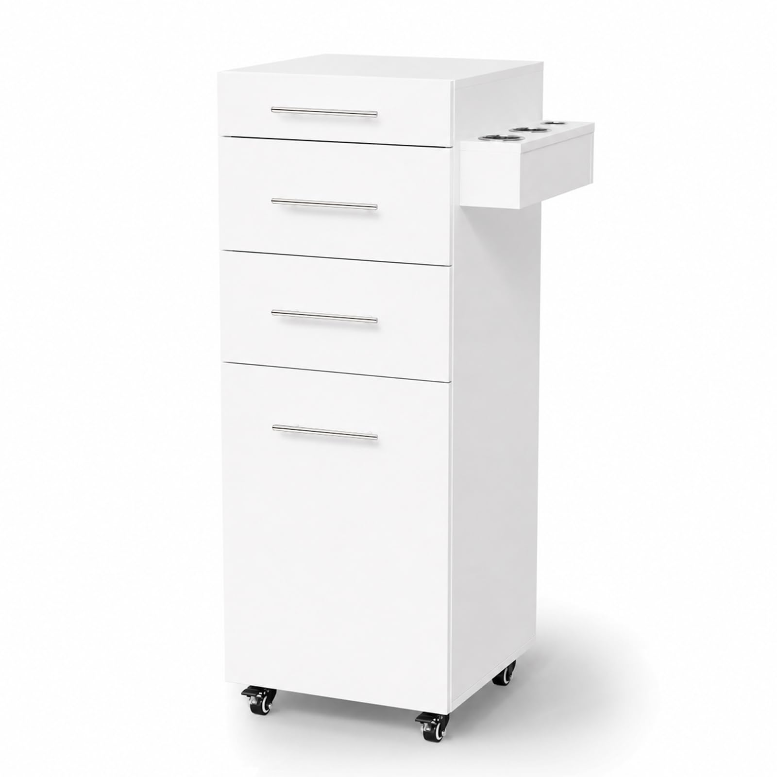 OmySalon SCTDOC Wooden Salon Trolley Cart with Wheels, 3 Drawers, Adjustable Shelf & Tool Holders