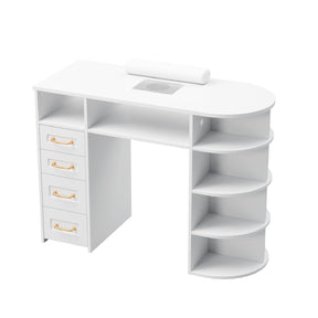 OmySalon MT Rattan Nail Manicure Table with Display Storage, Electric Dust Collector & Wrist Rest