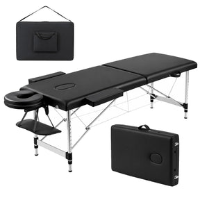 OmySalon FA-MB 84in Portable Height-Adjustable Physical Therapy Massage Table with Aluminum Frame, Face Cradle & Carrying Bag