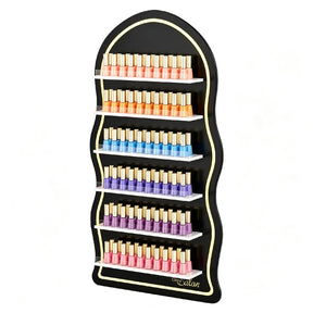 OmySalon Wall-Mounted Wavy 6-Tier Nail Polish Rack With 5.5" Extra-Tall Shelves