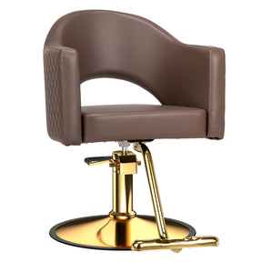 OmySalon SC3401 Heavy Duty 360° Swivel Styling Chair with Rhombus Stitch Pattern Back & Gold Footrest