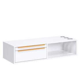 OmySalon WMSCOD Wall Mount Salon Styling Station with 2 Drawers 1 Open Shelf 3 Heat Resistant Dryer Holders