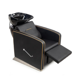 OmySalon BU1221 Salon Shampoo Backwash Chair Unit with Ceramic Shampoo Bowl & Adjustable Footrest