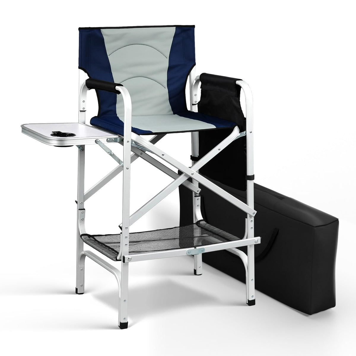 Omysalon 30in Portable Folding Director Chair with Collapsible Side Table