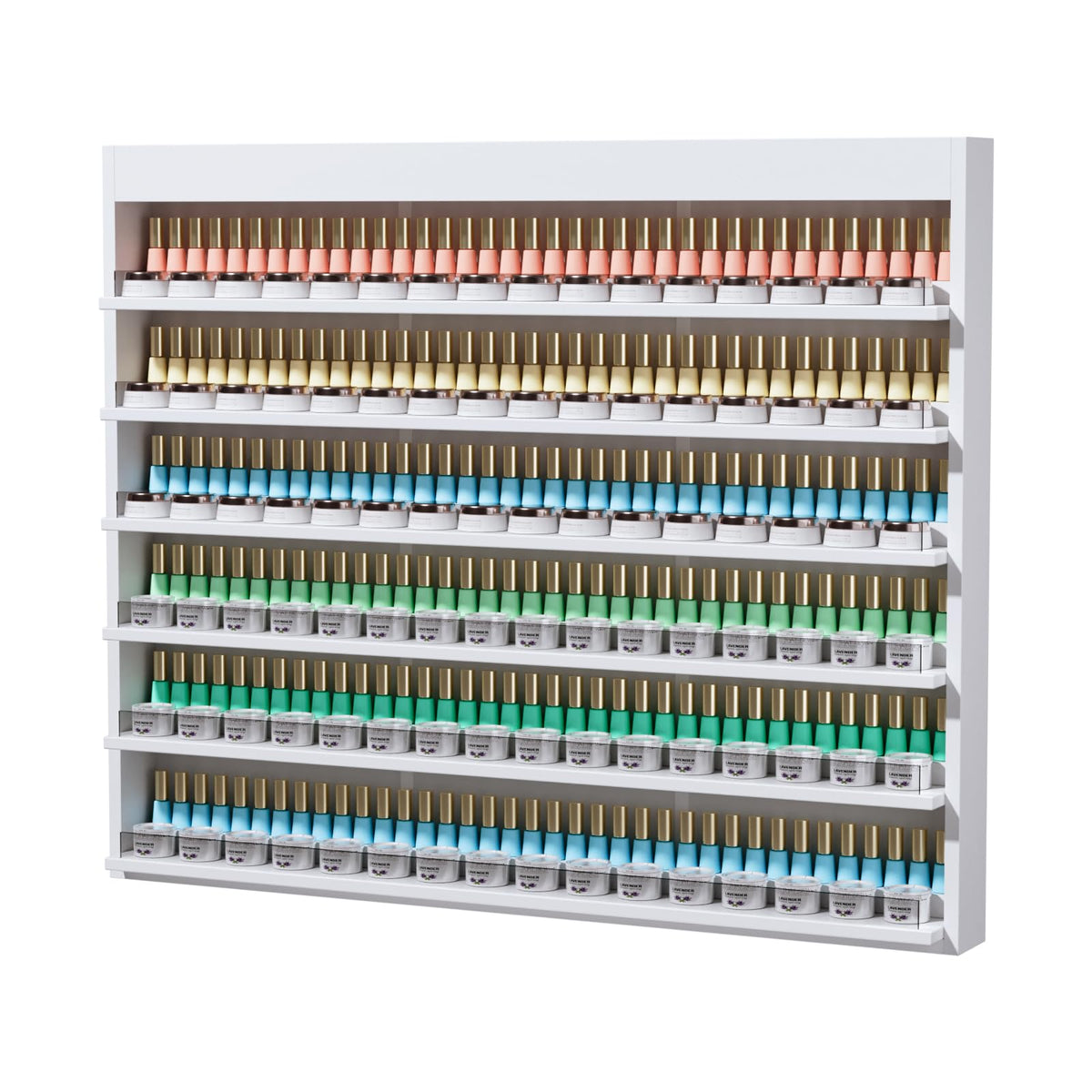 OmySalon Double 6-Tier Wall Mount Nail Polish & Powder Organizer Rack with Acrylic Barriers