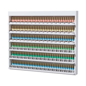 OmySalon Double 6-Tier Wall Mount Nail Polish & Powder Organizer Rack with Acrylic Barriers