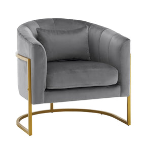 OmySalon Modern Velvet Vanity Manicure Chair with Gold Metal Support & Comfotable Armrest Pillow
