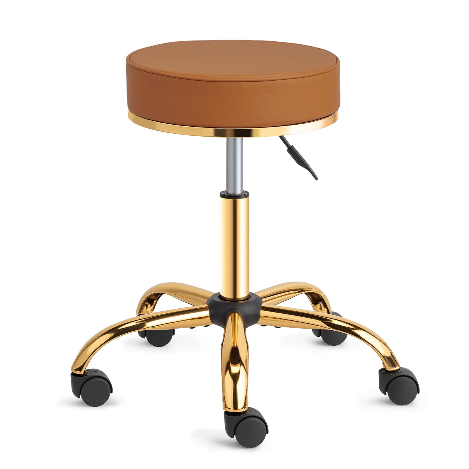 OmySalon Luxury 360° Swivel Hydraulic Adjustable Rolling Round Stool with Wheels